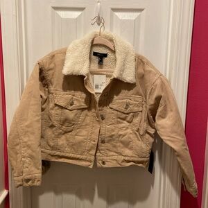 NWT Forever 21 Tan Cotton Faux Shearling Jacket